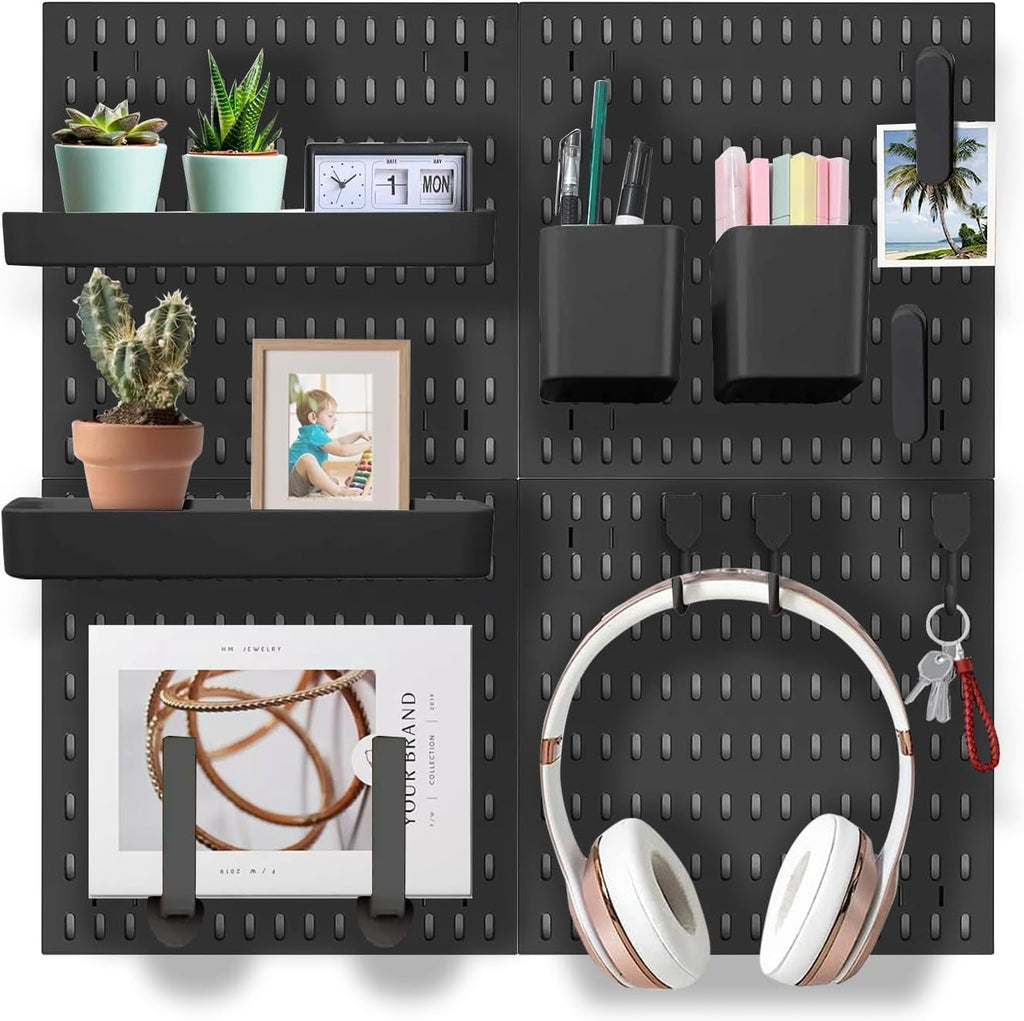 Pegboard Combination Kit - 4 Panels with 18 Accessories - Black