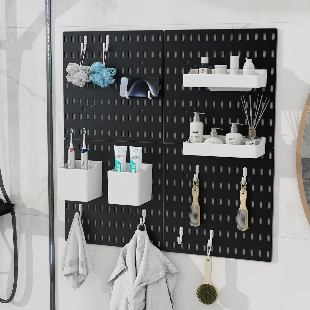 Pegboard Combination Kit - 4 Panels with 18 Accessories - Black
