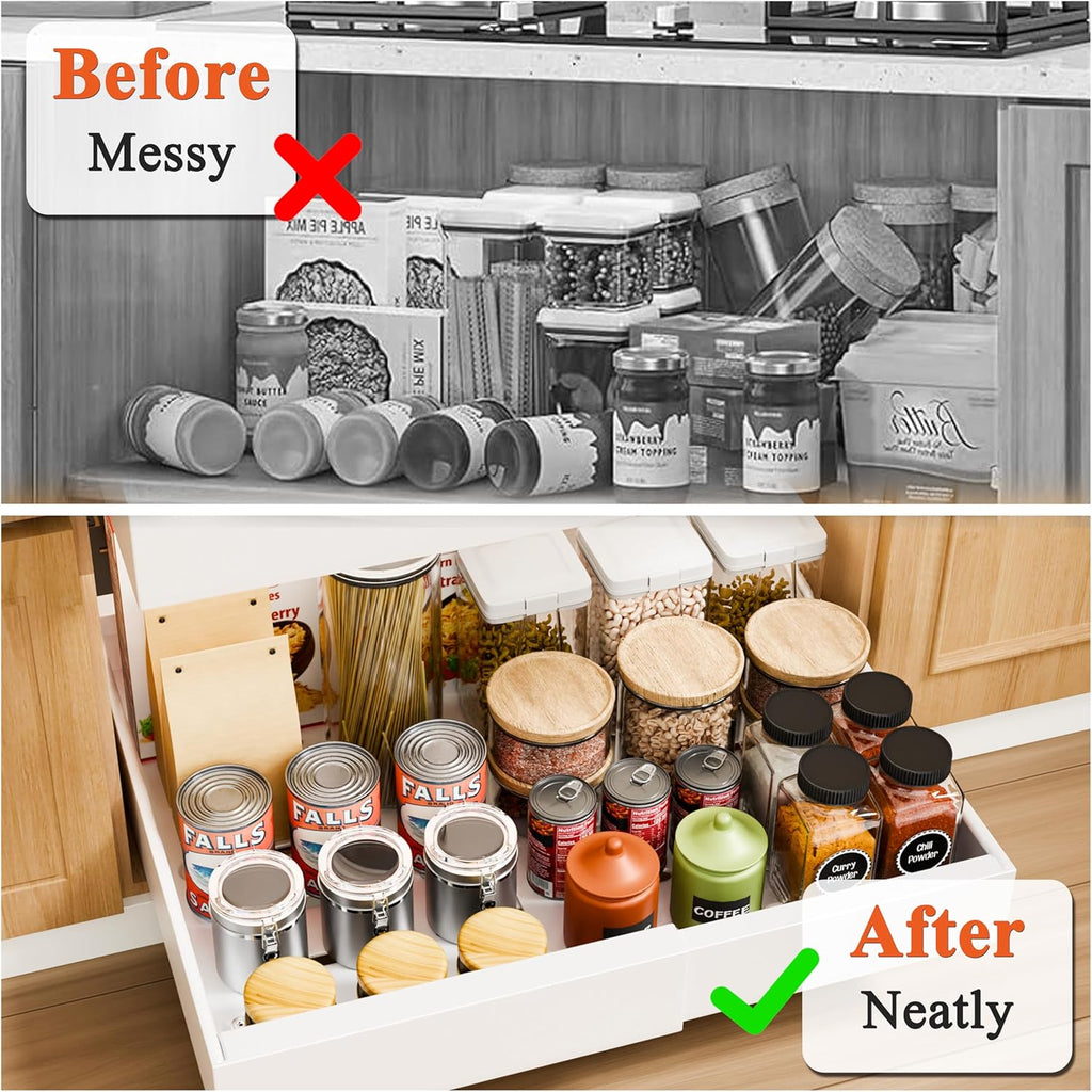Pull Out Cabinet Organizer with Adjustable Slide Out Shelf for Kitchen