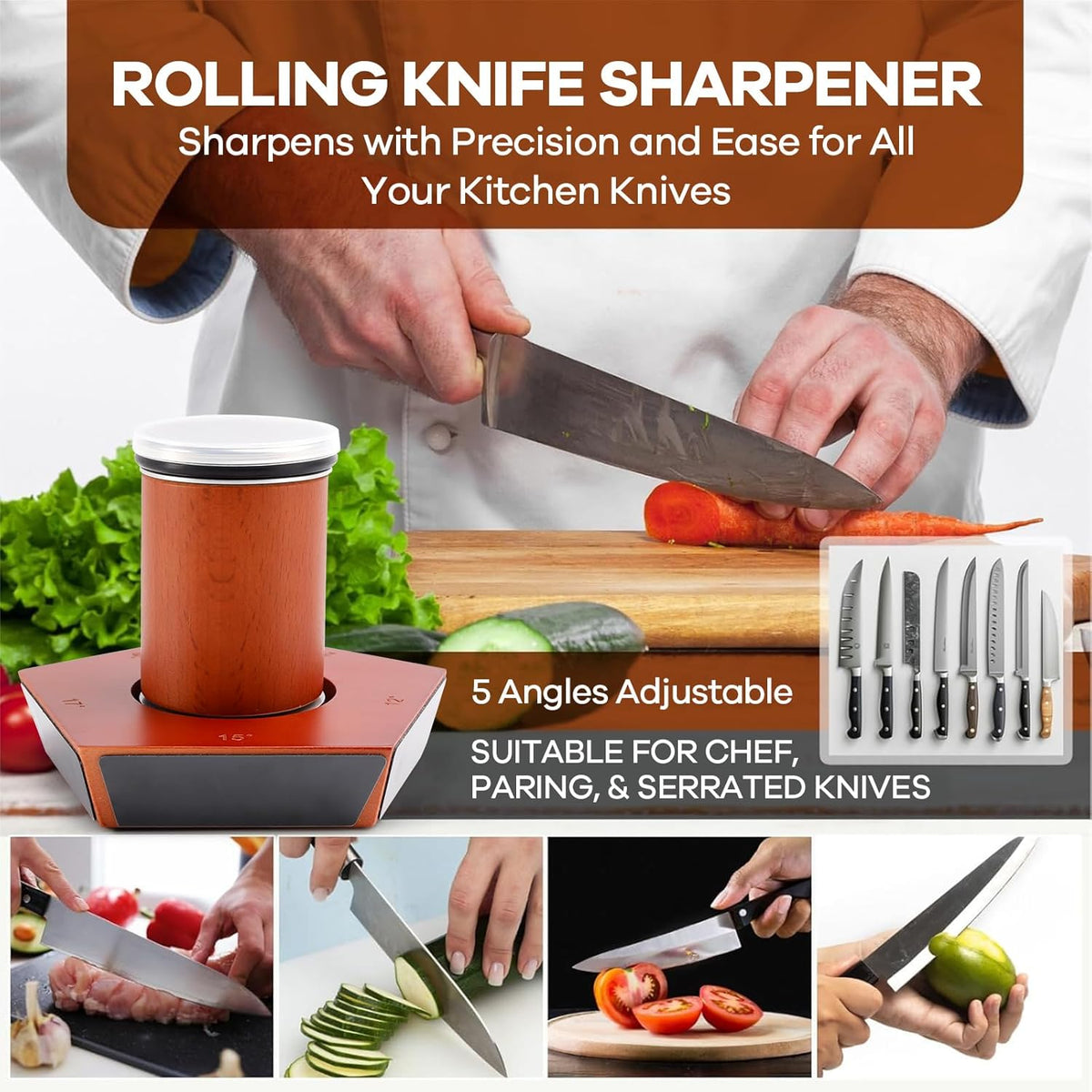 Knife Sharpener Kit with 5 Magnetic Angles for Kitchen Use