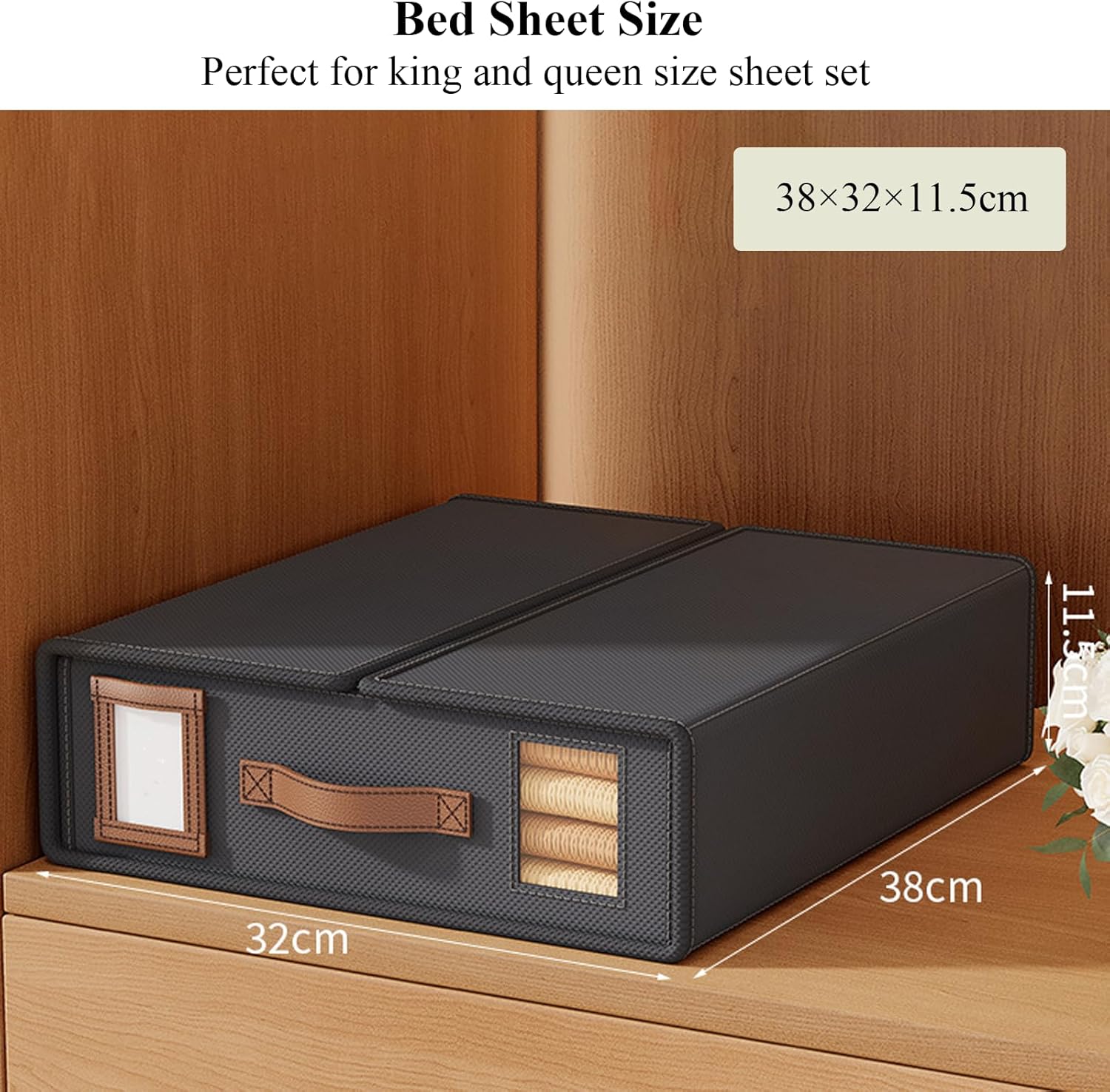 Bed Sheet Organizer Set of 8 with Handle & Window for Bedding Storage