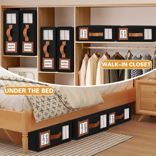 Bed Sheet Organizer Set of 8 with Handle & Window for Bedding Storage