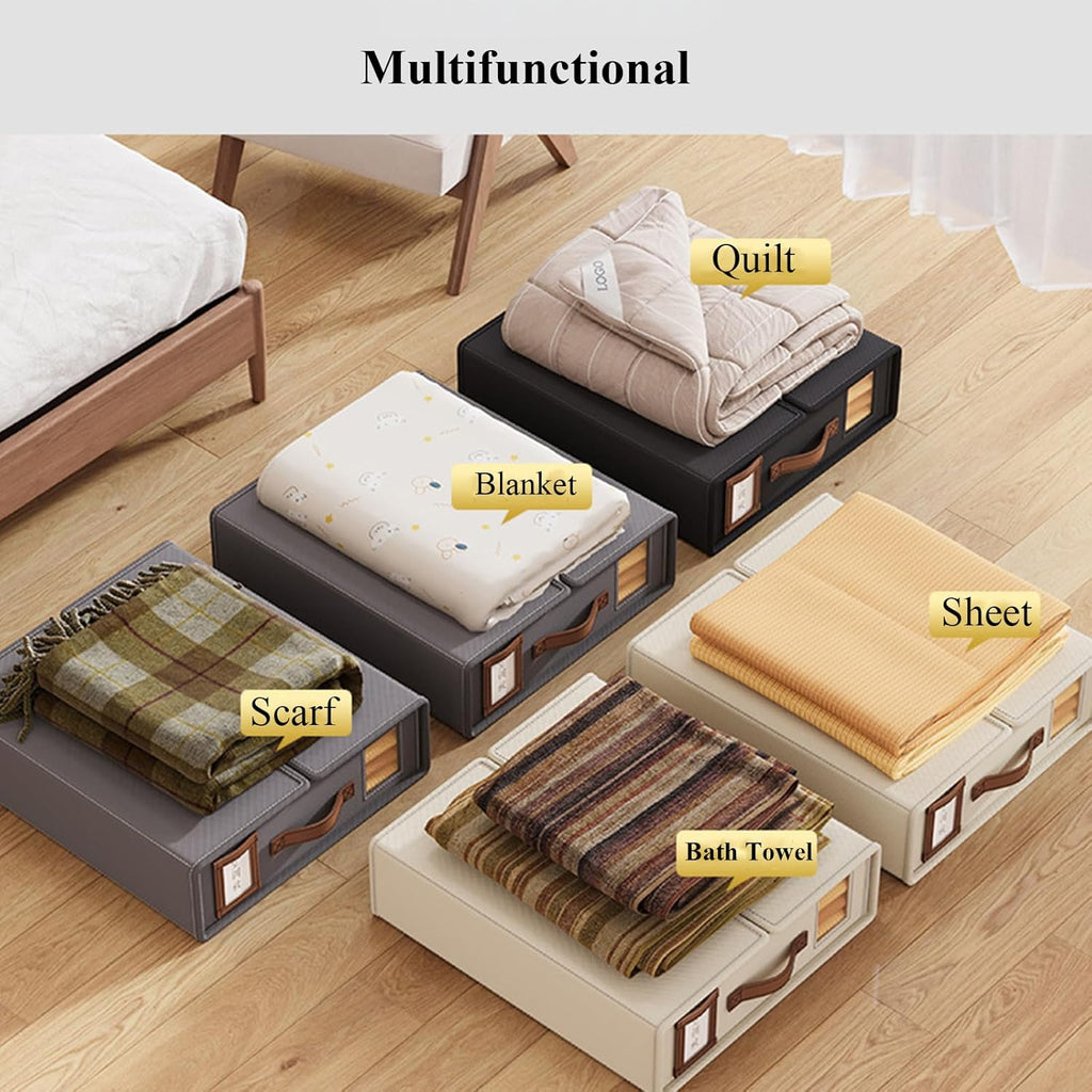Bed Sheet Organizer Set of 8 with Handle & Window for Bedding Storage