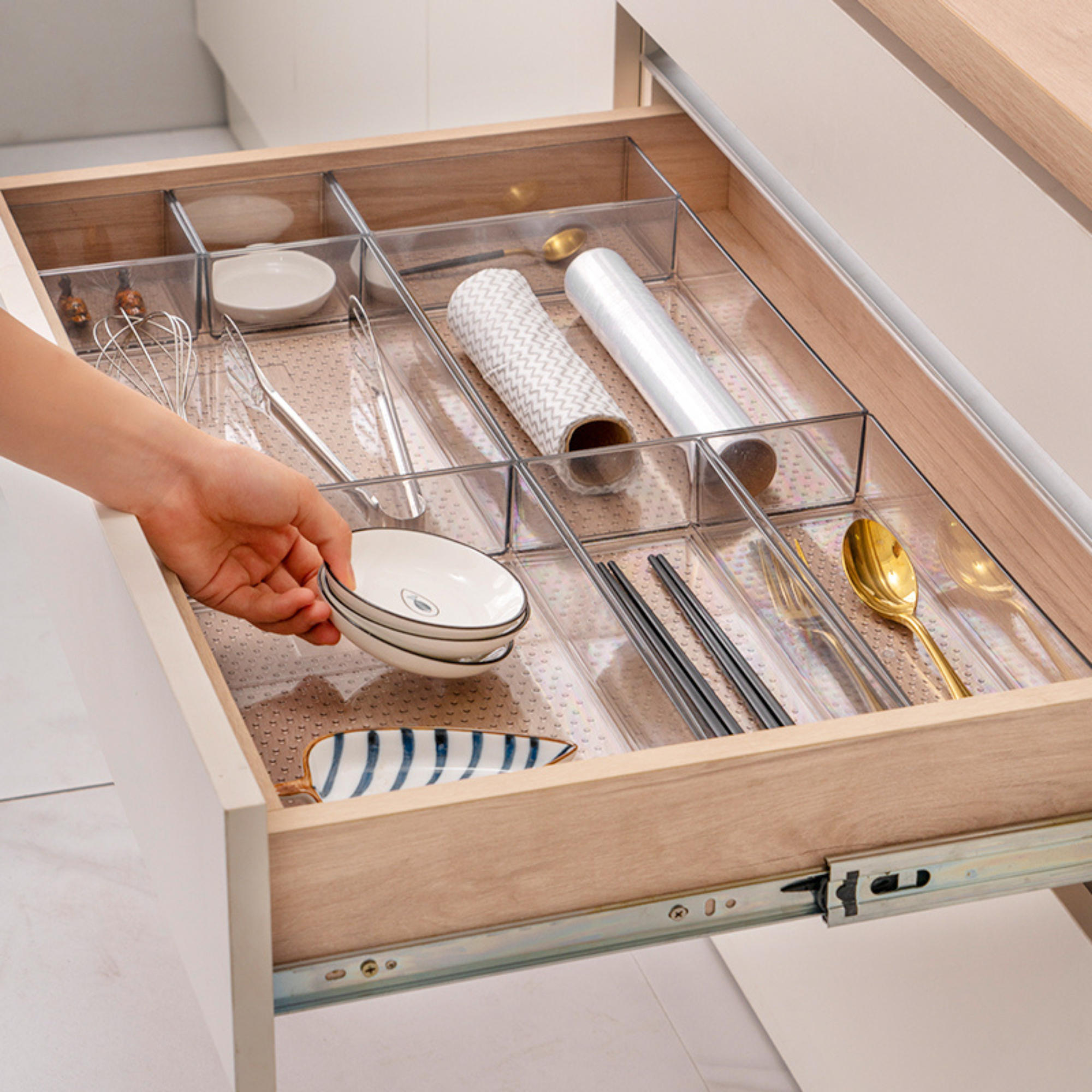 Medium Clear Drawer Organisers – Kitchen Drawer Organiser Set Drawer Tidy