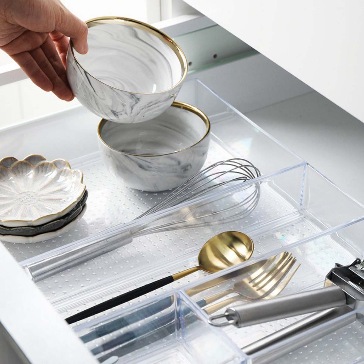 Medium Clear Drawer Organisers – Kitchen Drawer Organiser Set Drawer Tidy