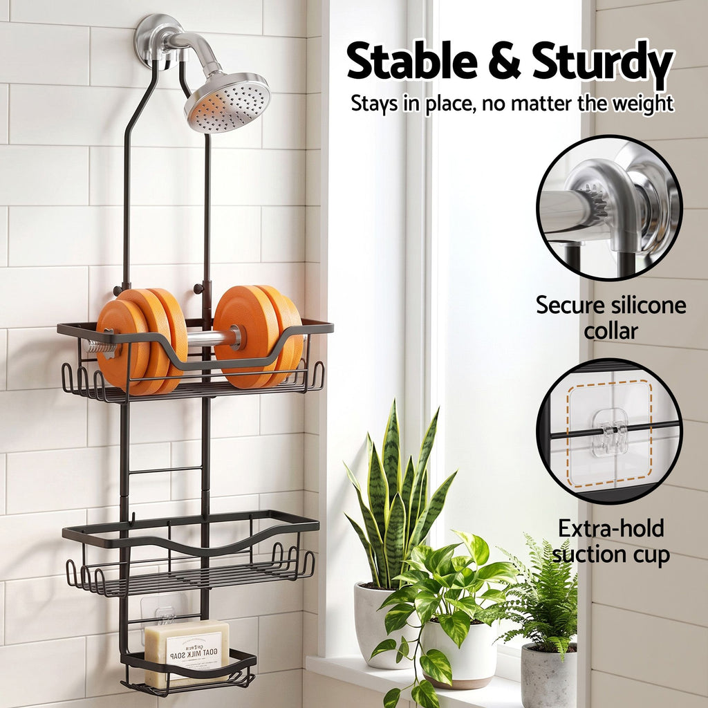 Artiss Shower Caddy Hanging Bathroom Organiser Over Head Black