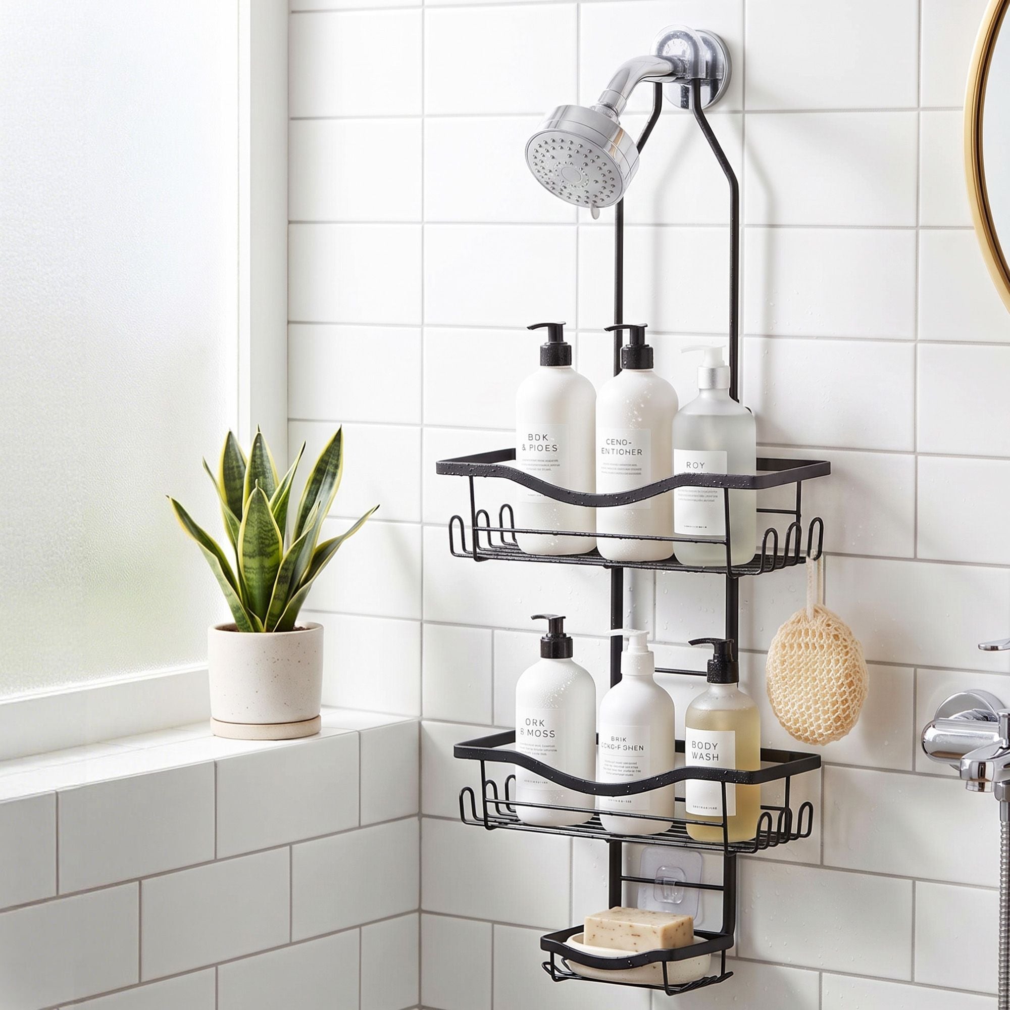 Artiss Shower Caddy Hanging Bathroom Organiser Over Head Black