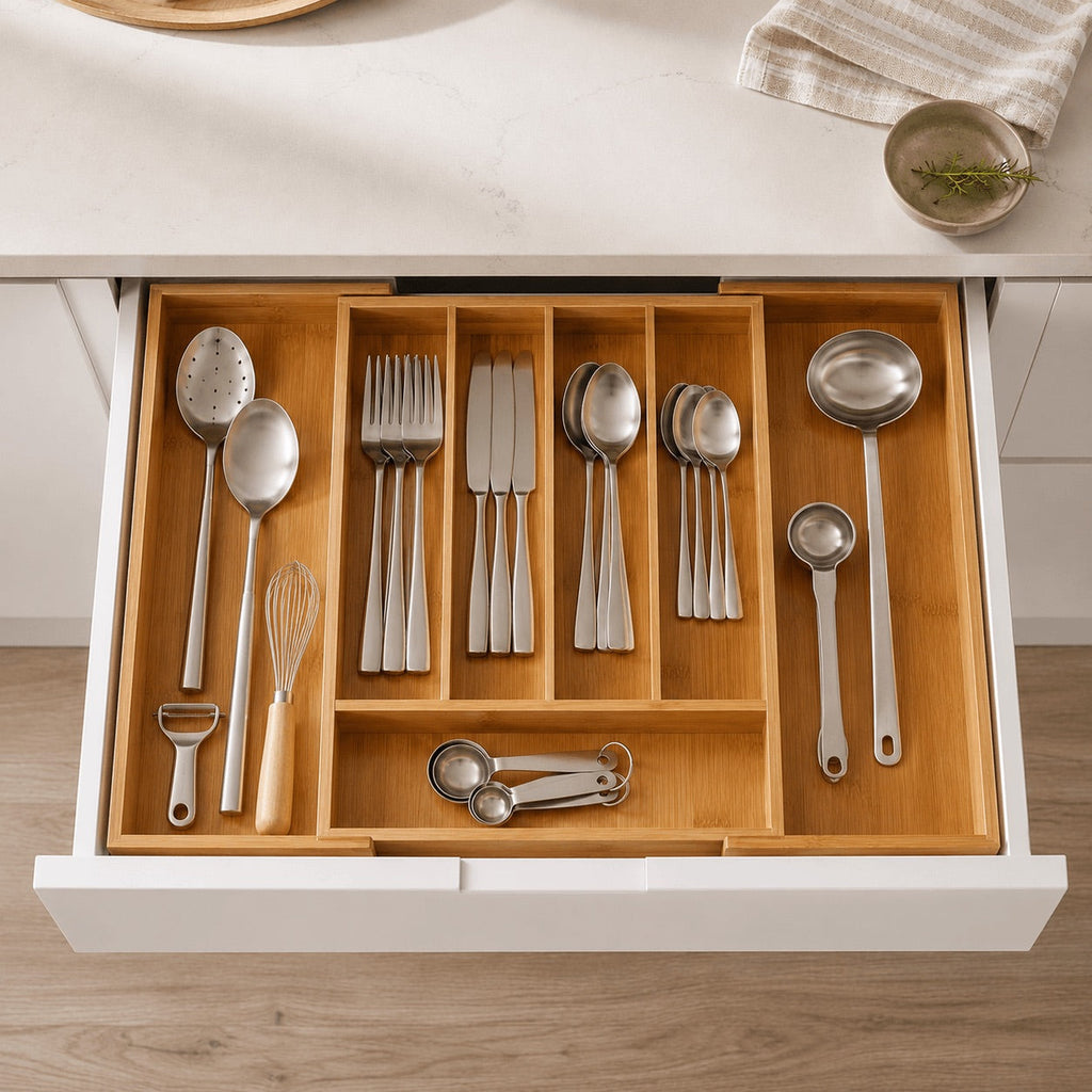 Expandable Bamboo Cutlery Tray-1
