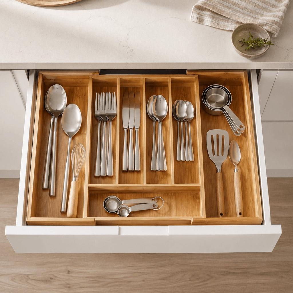 Expandable Bamboo Cutlery Tray-2
