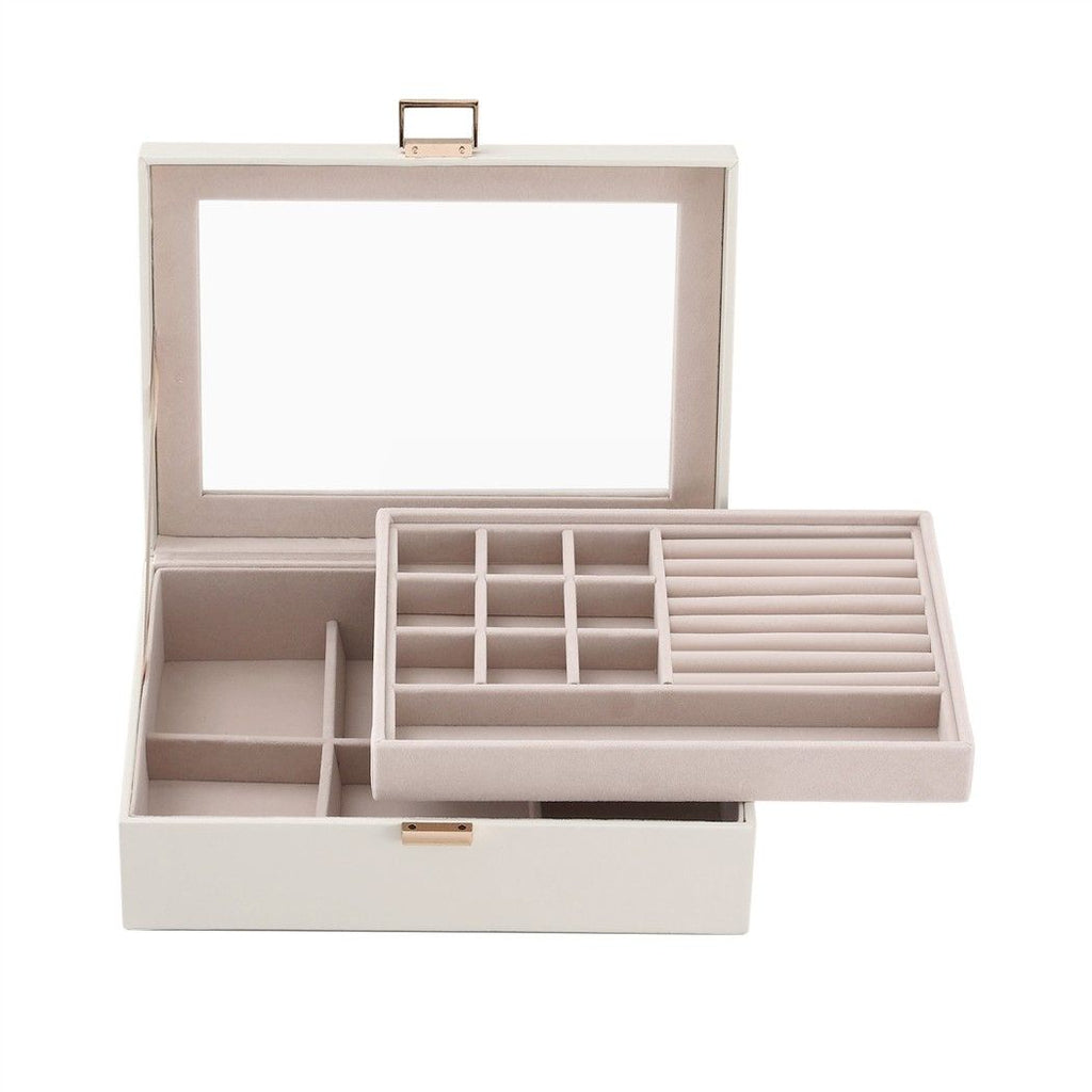 Embellir 2 Layer Jewellery Box Organiser with Clear Lid White