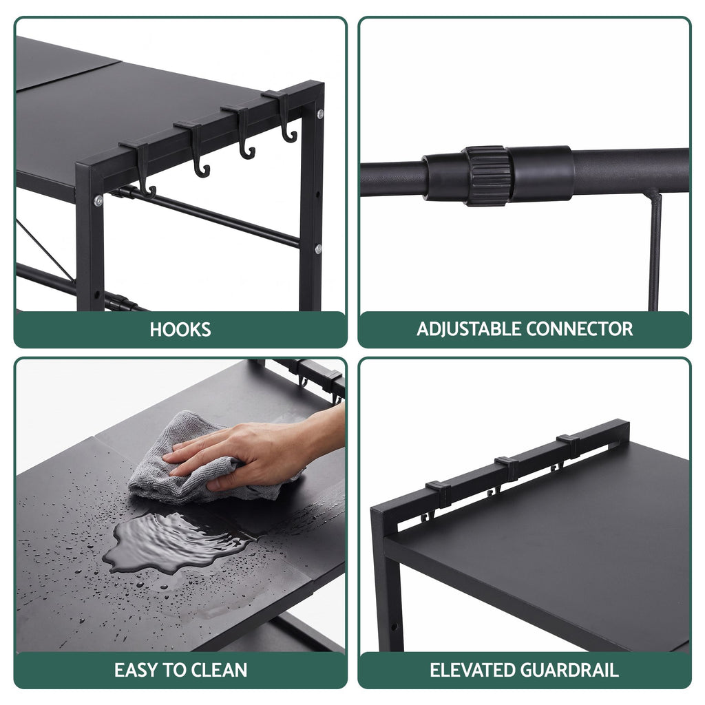 Artiss Kitchen Bakers Rack 40-60CMX78CM Metal Microwave Stand Black
