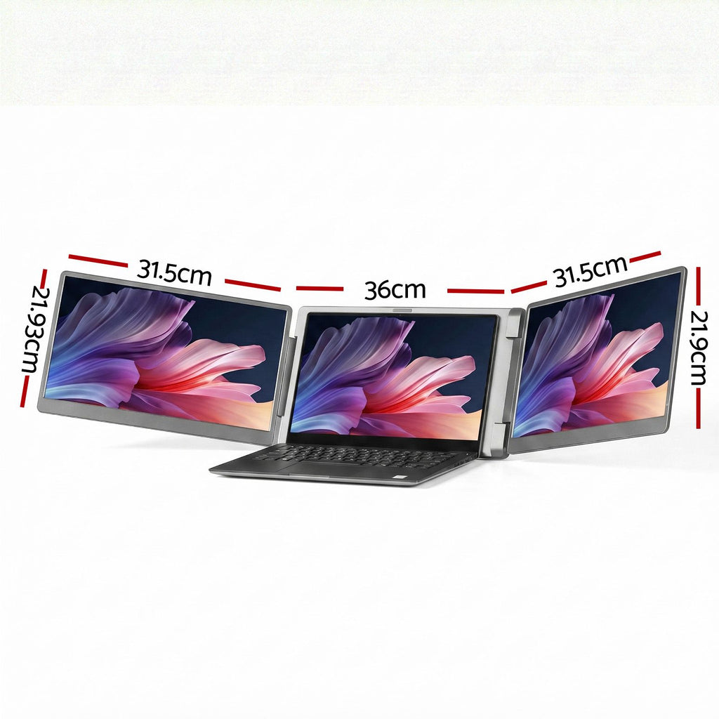 Devanti 14 Inch Portable Monitor Laptop Screen Extender Triple Display