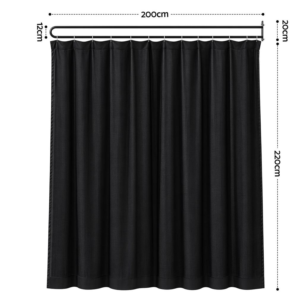 Artiss Room Divider Wall Mounted Hanging Curtain Partition Screen Black 200x220cm