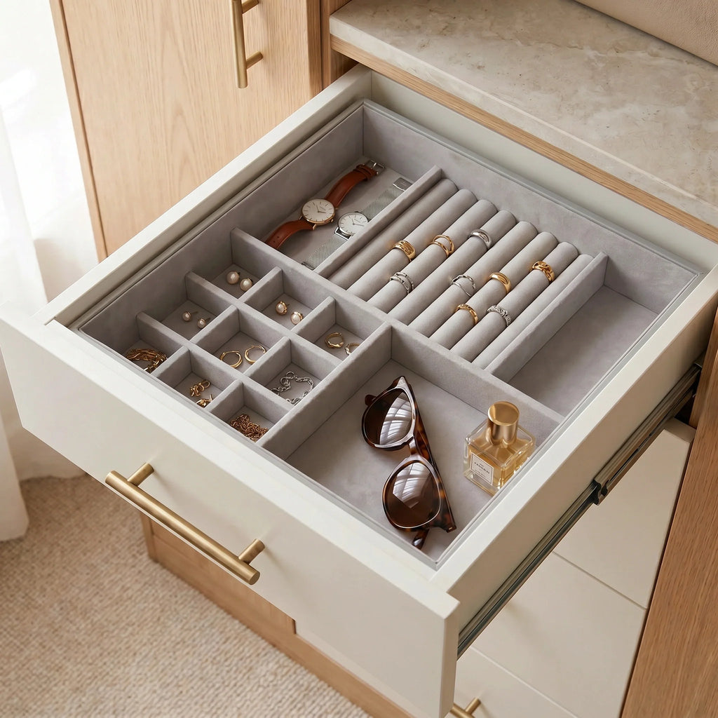 Grey Felt Jewellery & Accessory Tray 366x366x95mm-1