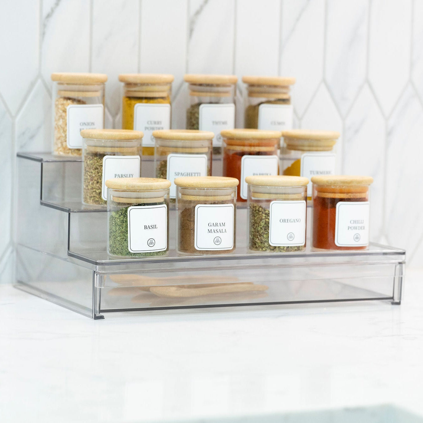 Clear Spice Rack with Drawer-0