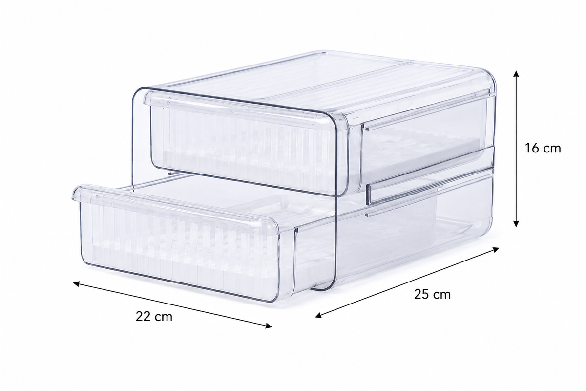 Two-Level Egg Organiser Drawer – Secure & Efficient Fridge Storage-2