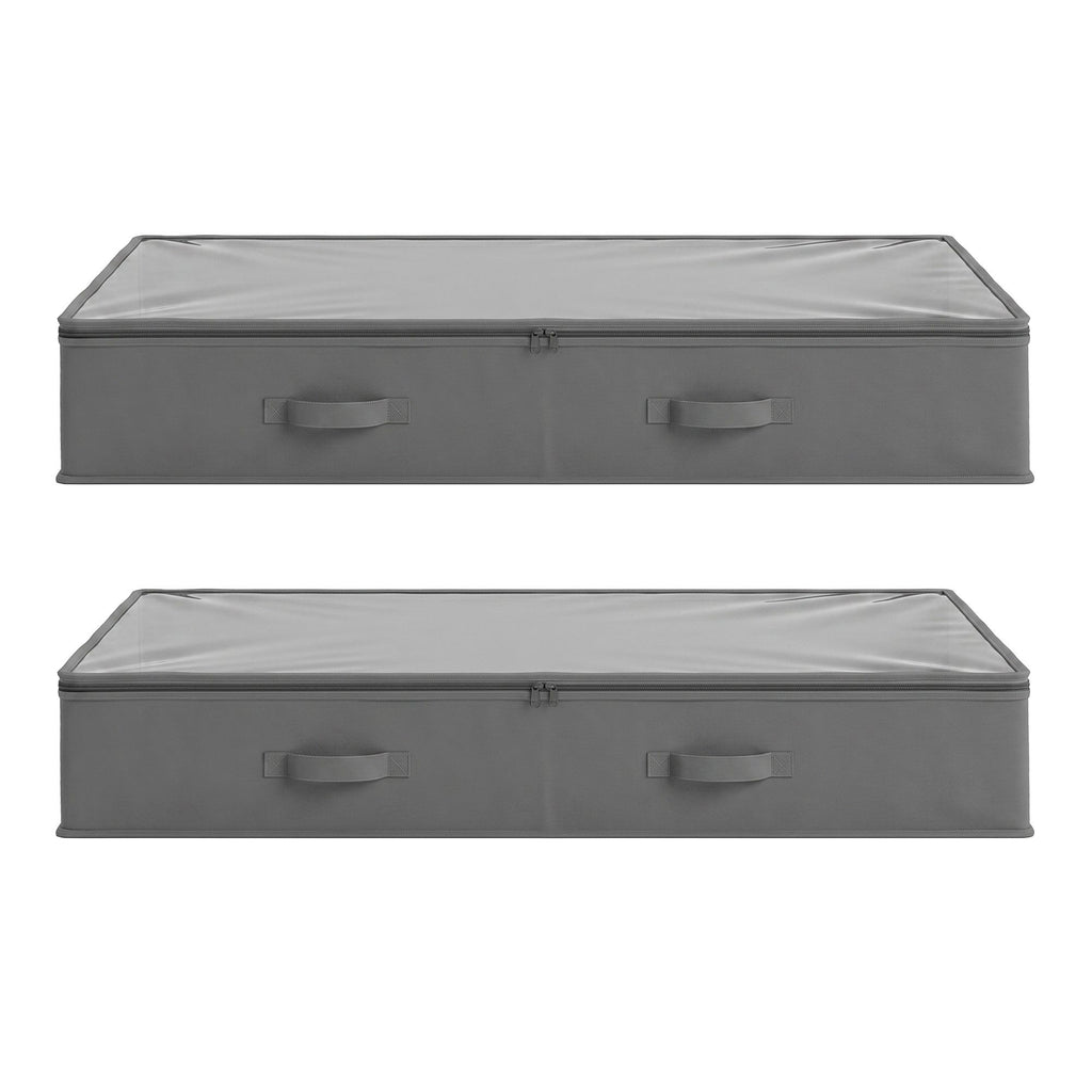 Artiss Under Bed Storage Containers X2 90L Boxes Organiser Clear Top Fabric Grey