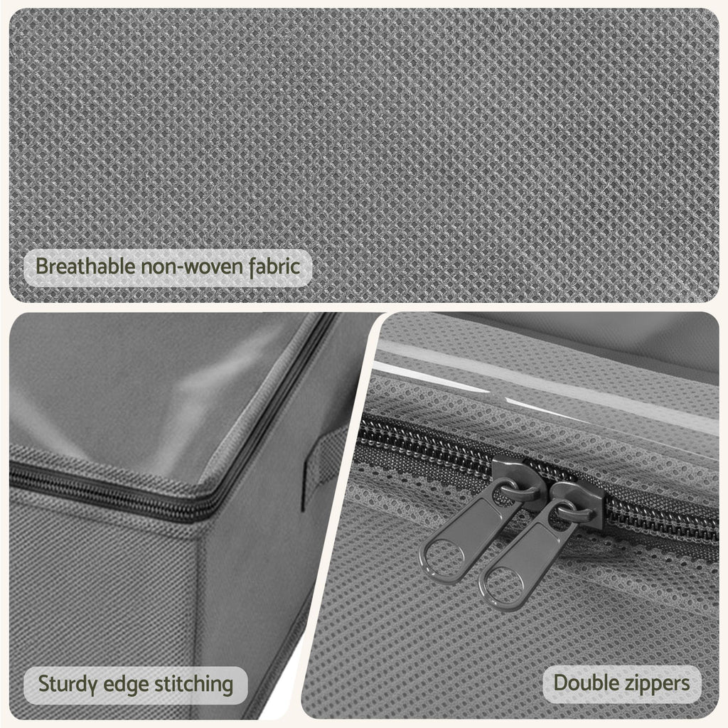 Artiss Under Bed Storage Containers X2 90L Boxes Organiser Clear Top Fabric Grey