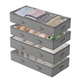 Artiss Under Bed Storage Containers X4 90L Boxes Organiser Clear Top Fabric Grey