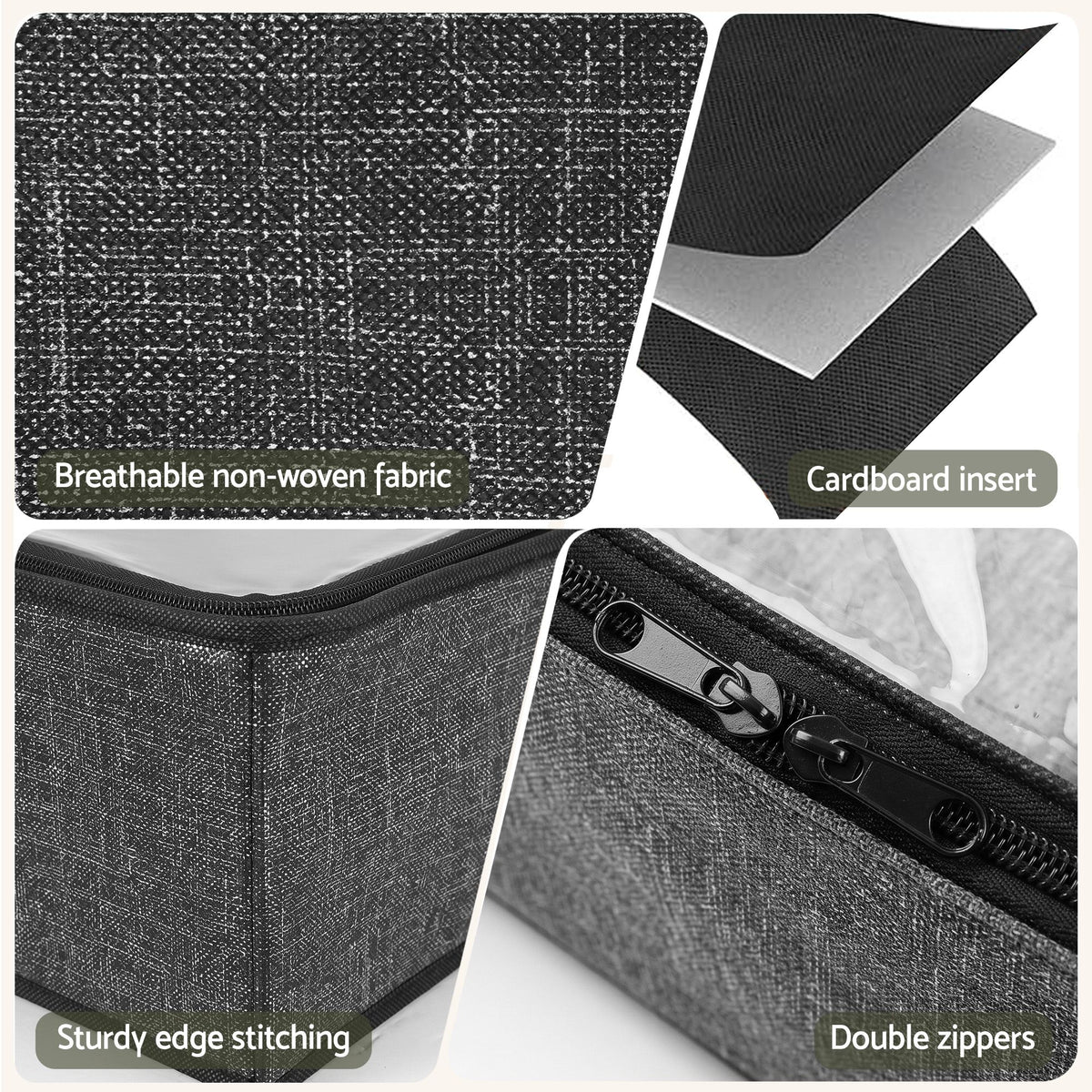 Artiss Under Bed Shoe Storage Containers X2 Box Organiser 12 Pairs Fabric Grey
