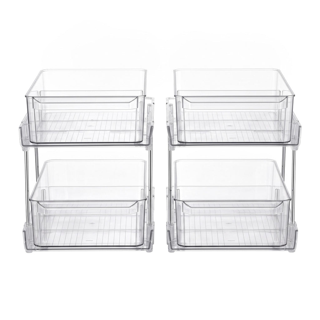 Artiss 2 Pack Clear Pull Out Cabinet Organiser 2 Tier Storage Drawers