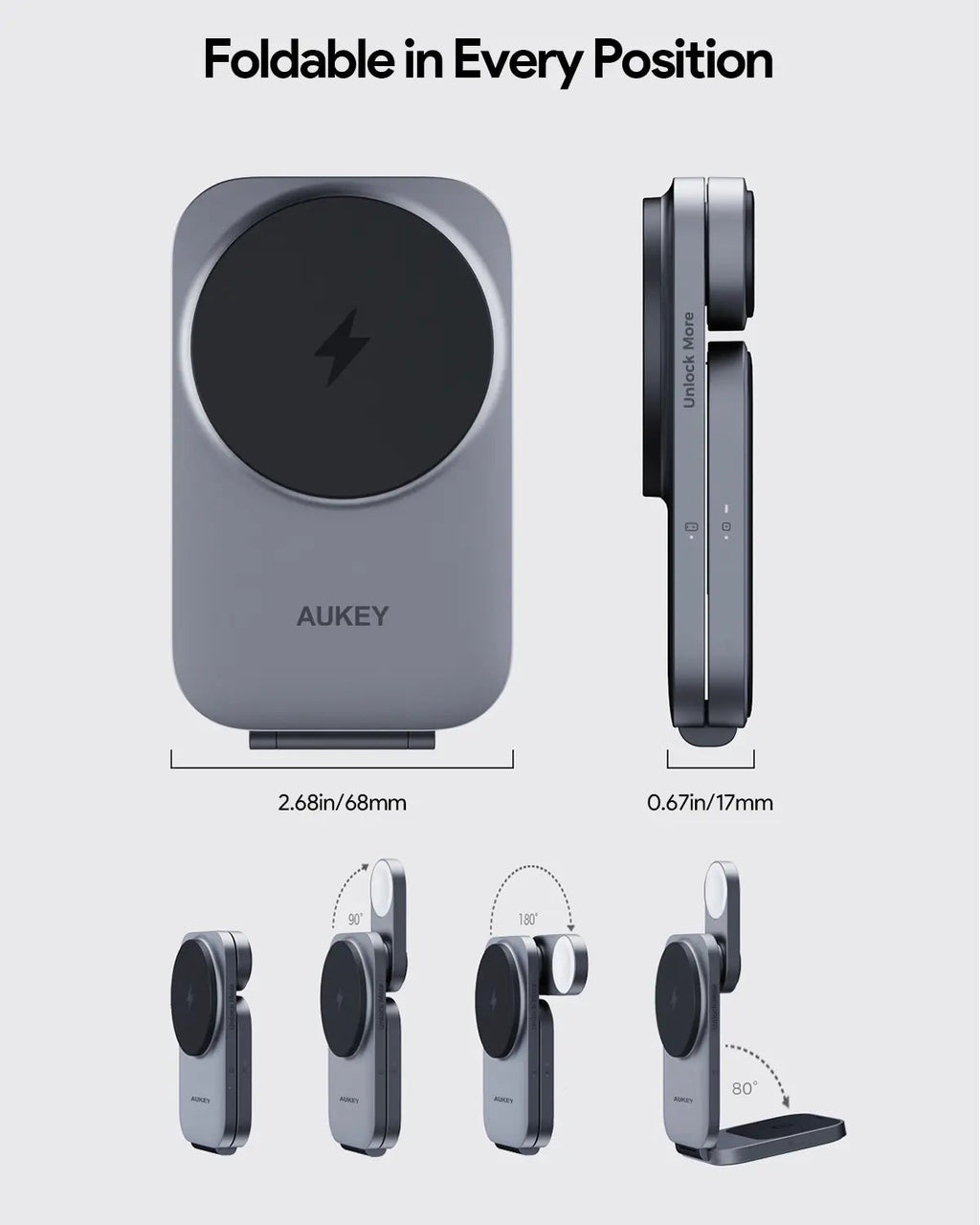 AUKEY MagFusion Z Qi2 15W 3-in-1 Foldable Wireless Charger for iPhone, Apple Watch & AirPods – LC-MC312