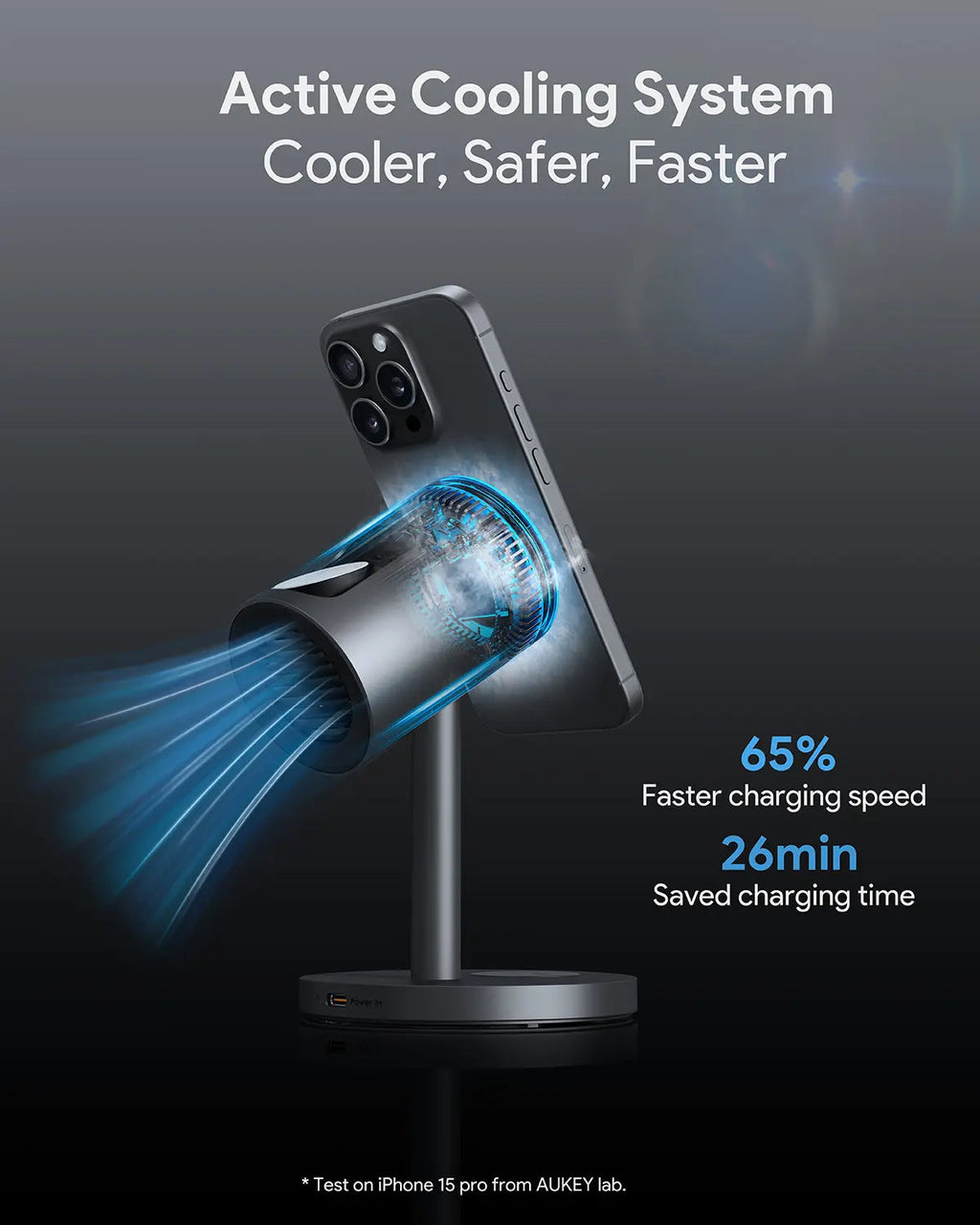 AUKEY MagFusion 3-in-1 Pro Qi2 15W Wireless Charging Station with Active Cooling for iPhone – LC-MC311A