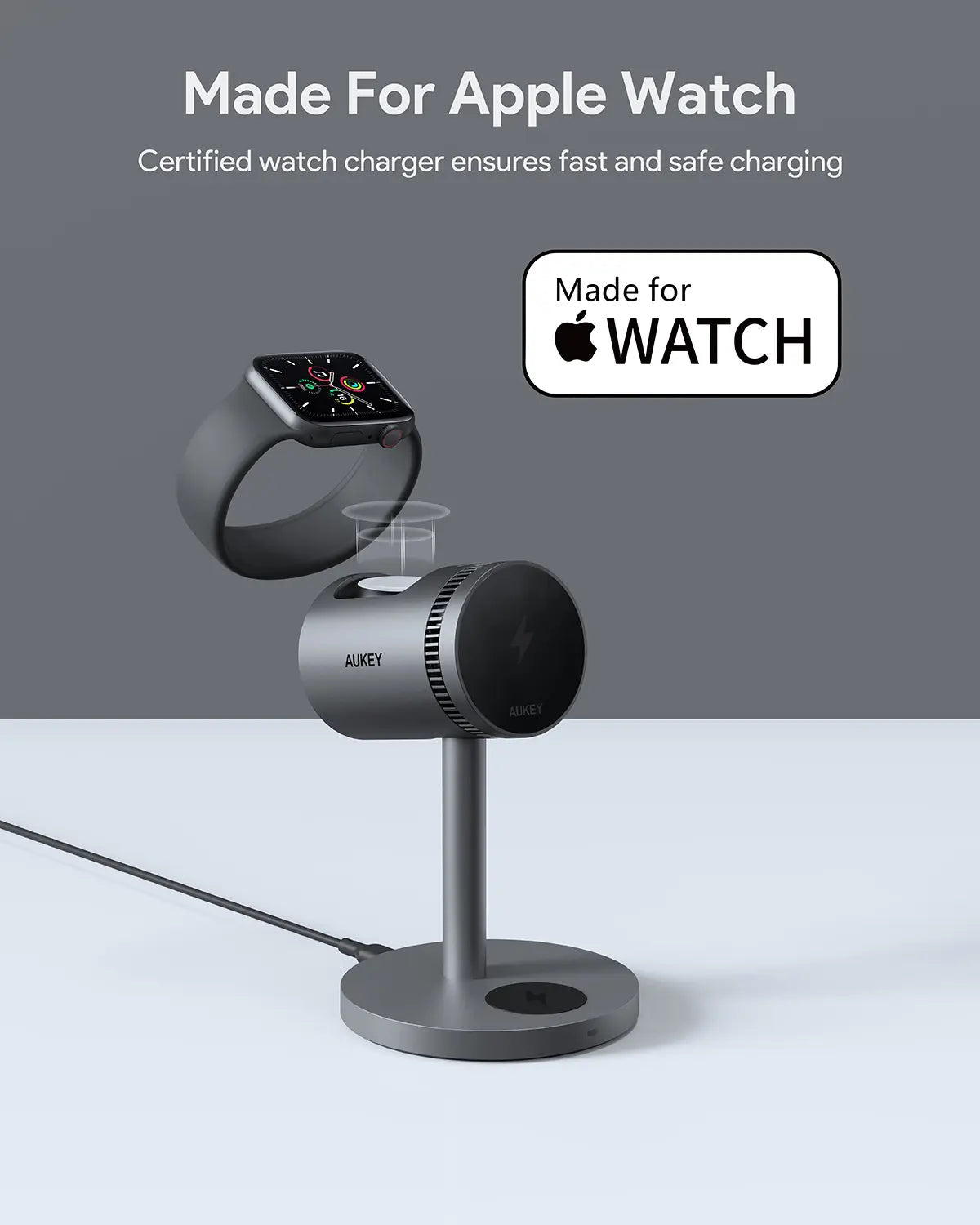 AUKEY MagFusion 3-in-1 Pro Qi2 15W Wireless Charging Station with Active Cooling for iPhone – LC-MC311A