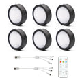 AIBOO Rechargeable Cabinet Lights, 6 Pack Puck Lights, 3 Colour, Remote, Black