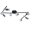 Black Track Lighting Fixture Ceiling, LED Flexible Track Lights with Swing Arm, 8-Light Directional Black Flush Mount Ceiling Spotlight for Kitchen, Living Room (GU10 Bulbs NOT Included)
