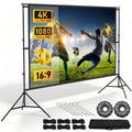 120 Inch Projector Screen with Stand & Carry Bag, 16:9 Foldable Movie Screen, 4K HD Compatible, Indoor & Outdoor Home Theatre