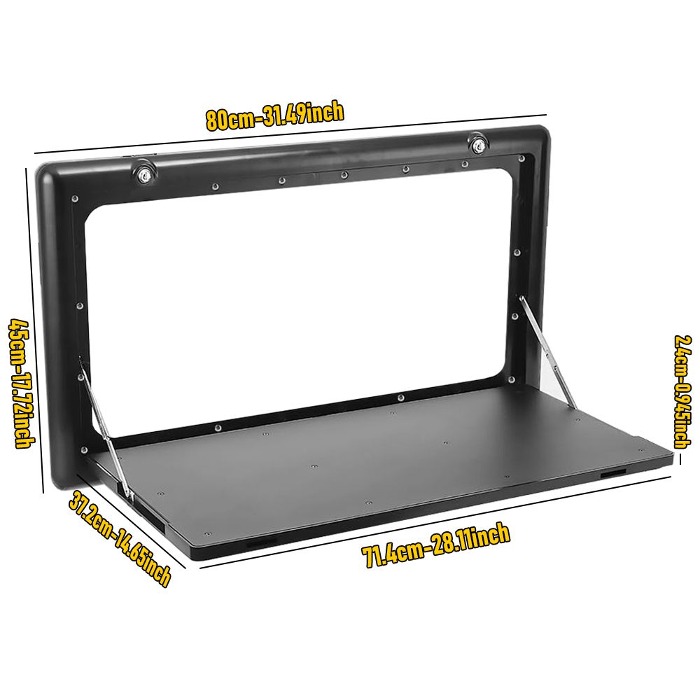 Folding Caravan Table – Lockable Space-Saving Portable Table for Camper, Motorhome & RV, 25kg Capacity, Black