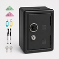 Lockable Metal Money Box, Cash & Coin Storage Box with Key Lock, Compact Piggy Bank for For Kids & Adults, Office & Small Valuables-Black