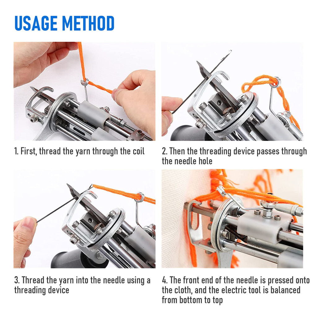 2-in-1 Electric Tufting Gun for Carpet & Rugs, Cut & Loop Pile, 7–18mm Adjustable, 100W, 100–240V, AU Plug
