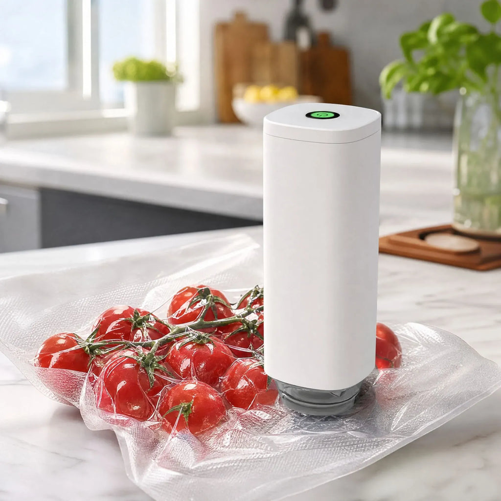 CARLA HOME Automatic Vacuum Sealer Kit - 10 Reusable Bags - White - Food Vacuum Set