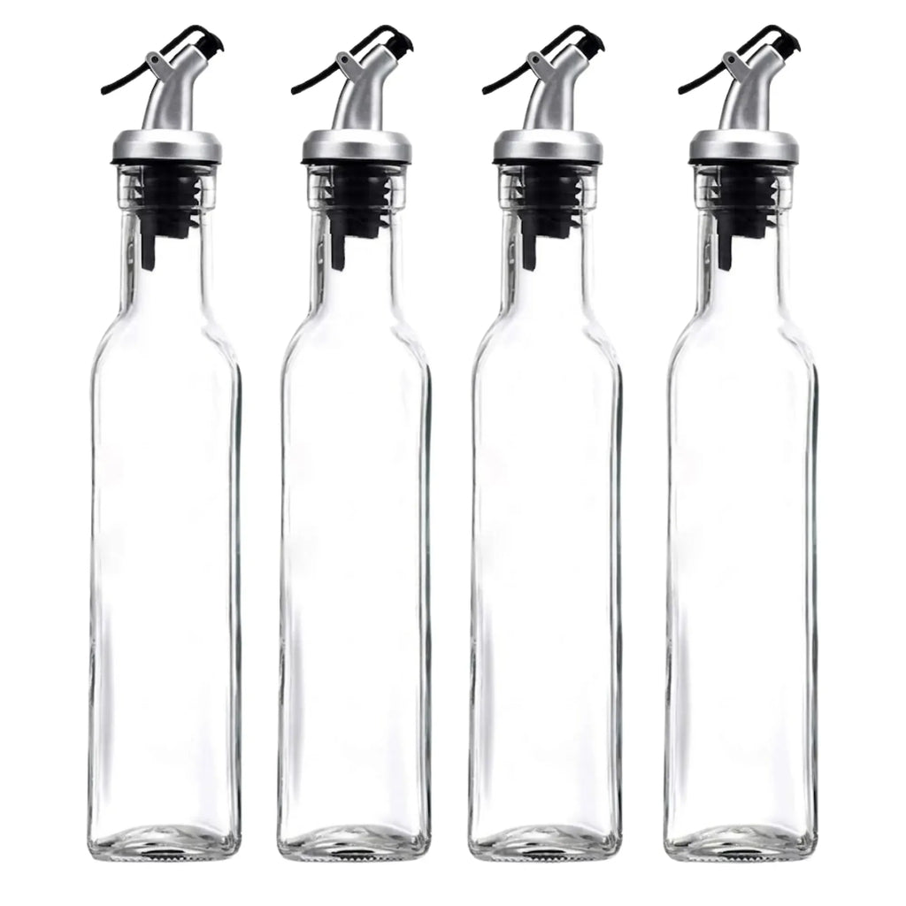 CARLA HOME 4 Pack Glass Oil Dispenser Bottle 500ml Transparent Kitchen