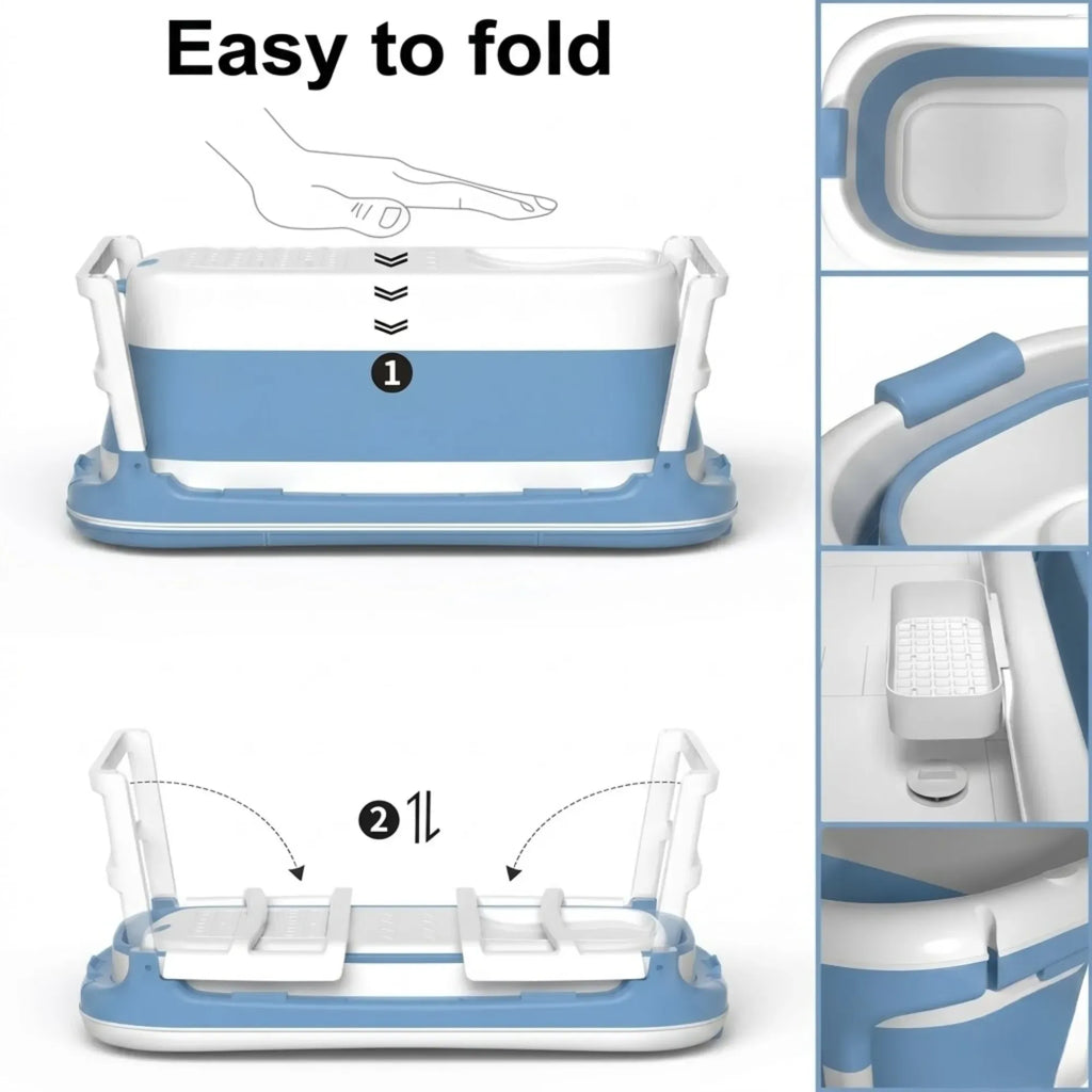CARLA HOME Foldable Baby Bath Tub with Collapsible Toddler - Blue