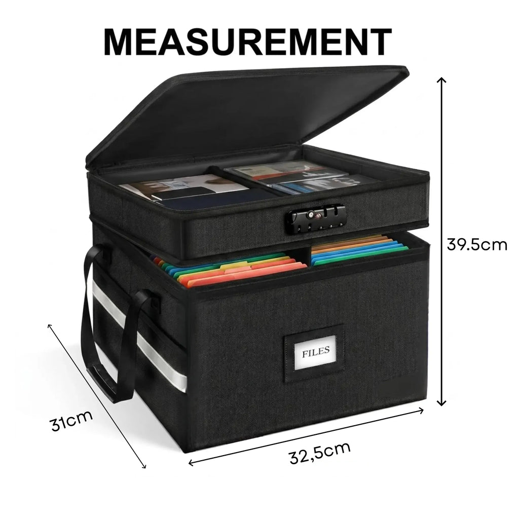 CARLA HOME Fireproof Document Box with Lock - Fabric - Office - Fireproof Document Safe