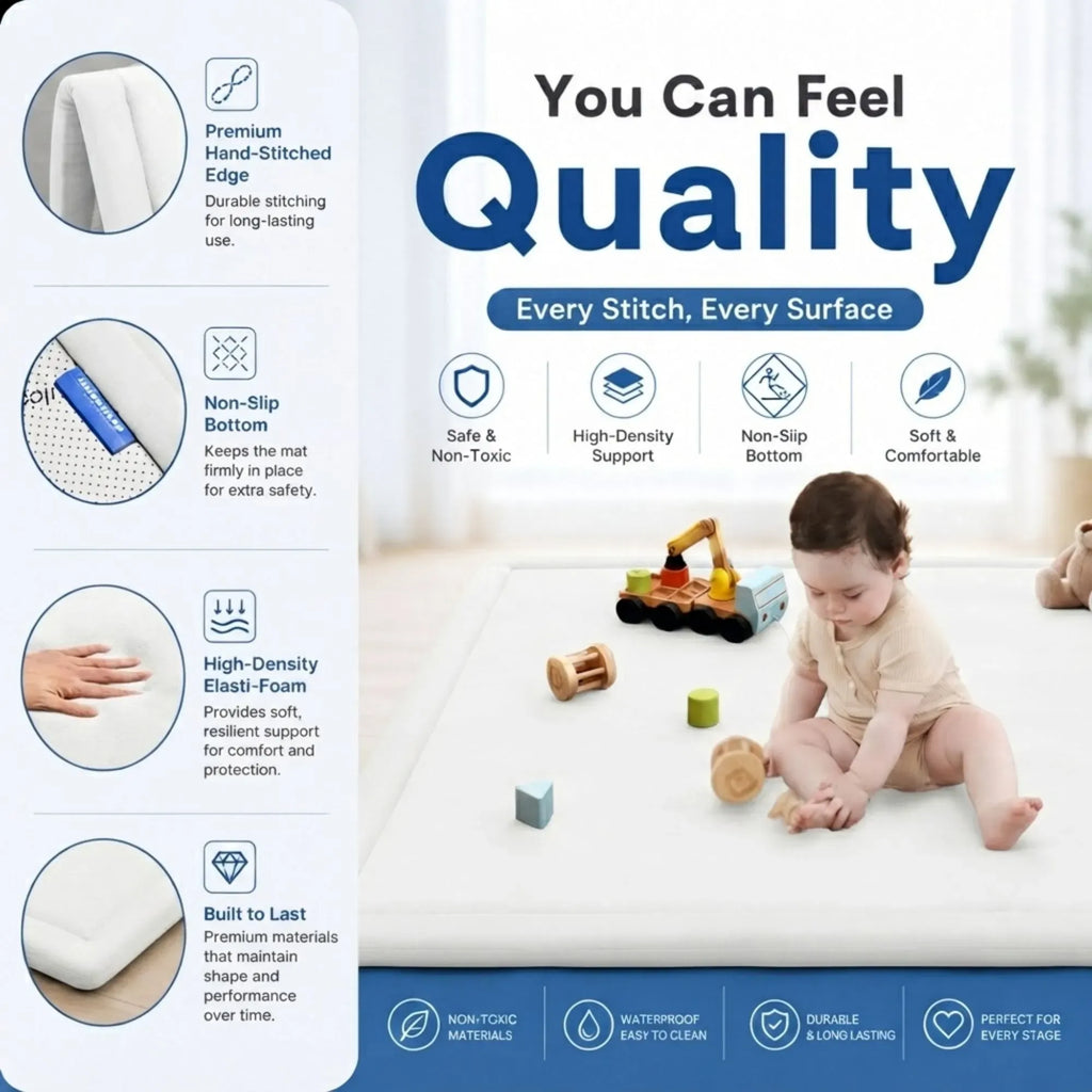 CARLA HOME Baby Play Mat 200x300cm, Thick Foam Crawling Mat, Infants, White
