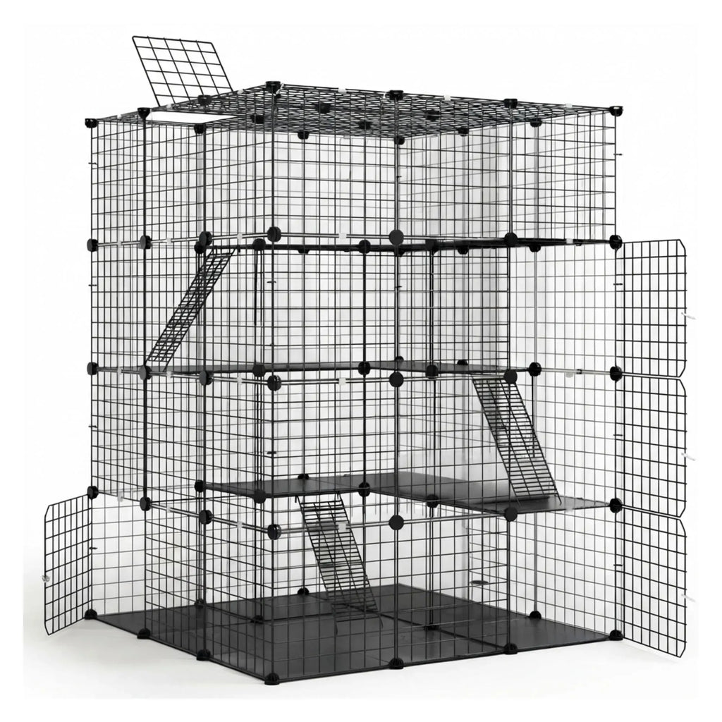 CARLA HOME Large Cat Cage Diy Enclosure, 4 Tier Pet Playpen Cat Kennel