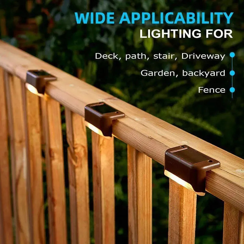 Multicoloured warm Solar LED Deck Lights - 4-Pack Warm White Outdoor Pathway and Stair Lamps, Black, IP65 Waterproof