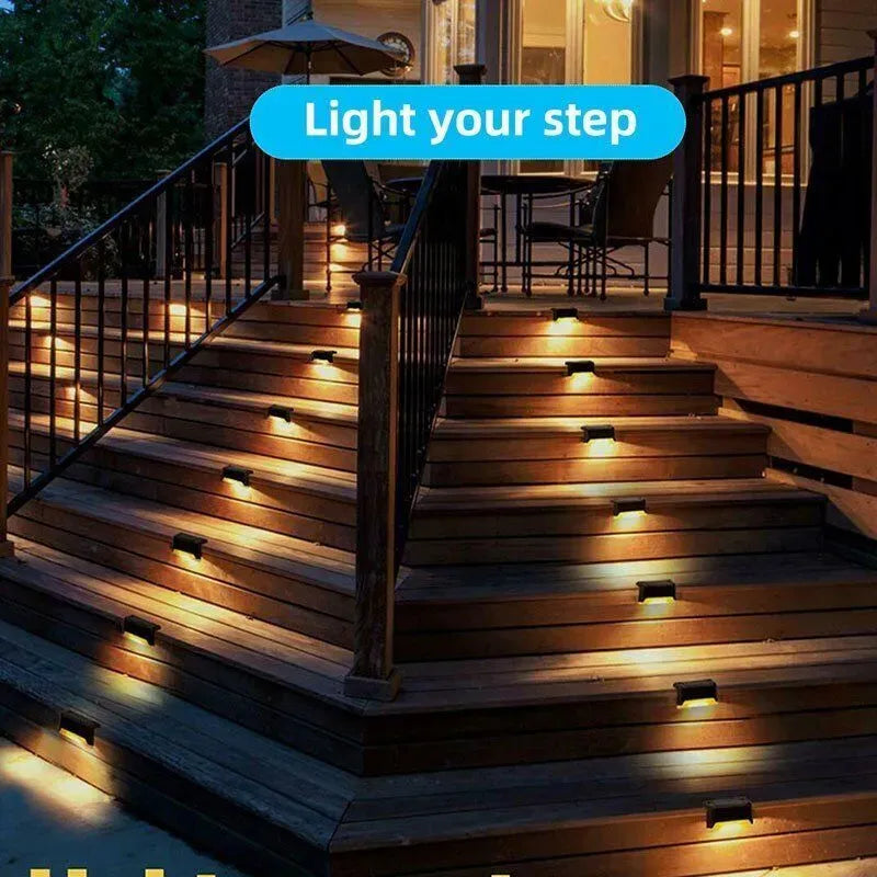 Multicoloured warm Solar LED Deck Lights Black 4-Pack for Garden Patio Pathway Stairs