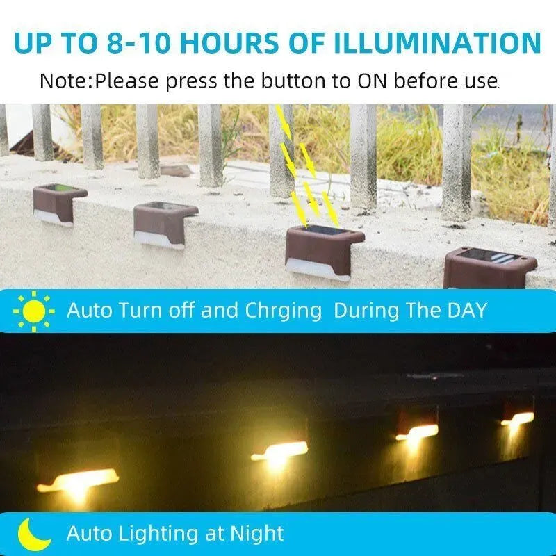 Outdoor Solar LED Deck Lights - 4-Pack Multicoloured Warm White for Garden, Patio, Pathway, Stairs