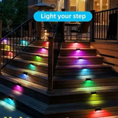 Multicoloured warm Outdoor Solar LED Deck Lights - Warm White, Black, 12-Pack for Garden, Patio, Pathway, Stairs