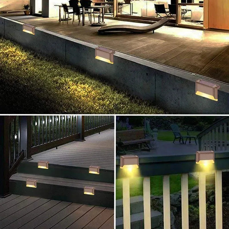 Multicoloured warm Outdoor Solar LED Deck Lights - Warm White, Black, 12-Pack for Garden, Patio, Pathway, Stairs