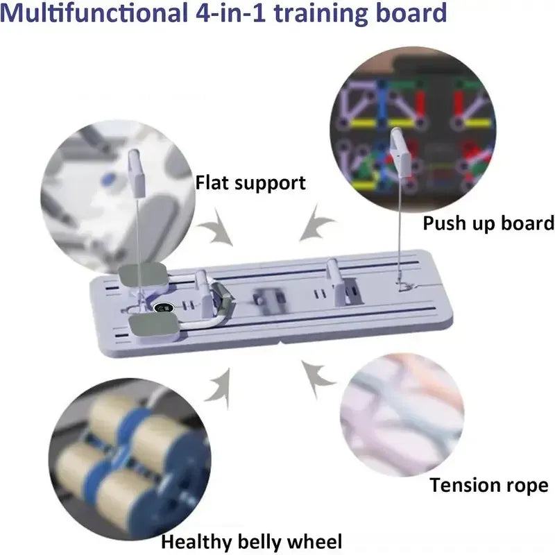8-in-1 Multifunctional Fitness Board in Black for Core Strength and Abdominal Training - Pink