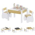 3-Piece Kids Table and Chairs Set in White with Storage, 60x60x48cm