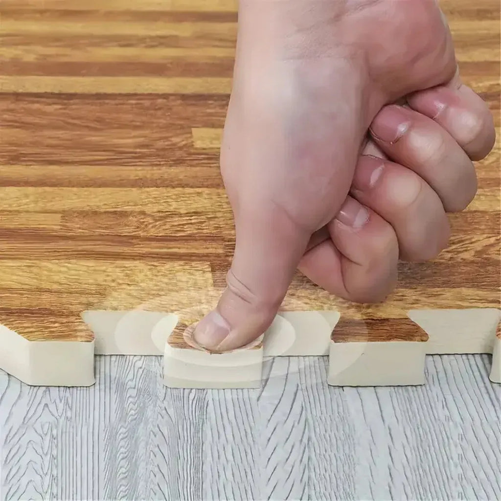 White Wood Grain Interlocking Heavy Duty EVA Foam Gym Flooring Mats - 60x60cm - 12 Tiles