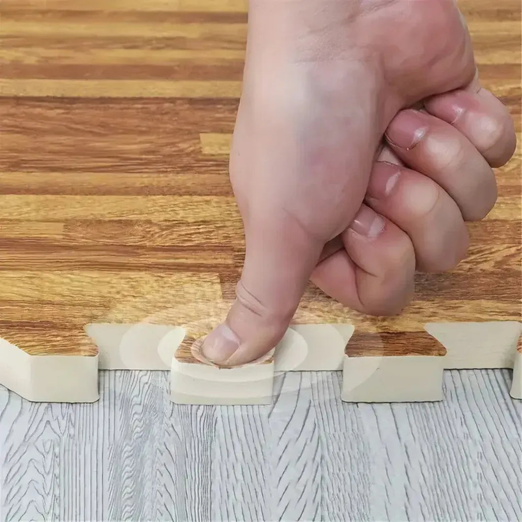 White Wood Grain Interlocking Heavy Duty EVA Foam Gym Flooring Mats - 60x60cm - 12 Tiles