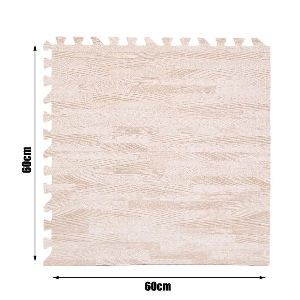 White Wood Grain Interlocking Heavy Duty EVA Foam Gym Flooring Mats - 60x60cm - 24 Tiles